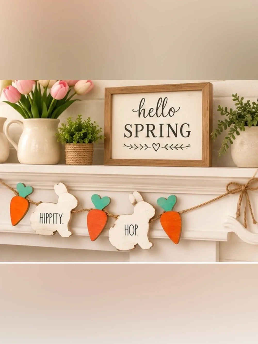 Rae Dunn Easter Bunny Garland Hoppity Hoppity Hop Decor